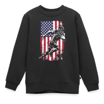 Football Running Wide Receiver USA Flag - Sweat Premium enfant bio - noir - Devant - AI Model Kid Female (0cm)