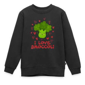 Brocolis - Sweat Premium enfant bio - noir - Devant - AI Model Kid Female (0cm)