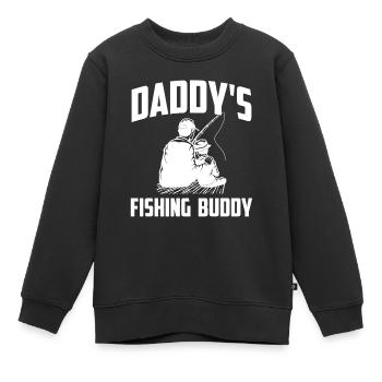 Daddys Fishing Buddy Lustige Fischjagd - Kinder Premium Organic Sweatshirt - Schwarz - Vorne - AI Model Kid Female (0cm)