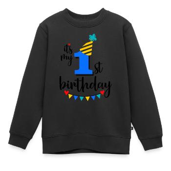 1er anniversaire Garçons - Sweat Premium enfant bio - noir - Devant - AI Model Kid Female (0cm)