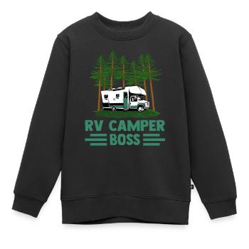 Caravane Camping-car Caravan Camper - Sweat Premium enfant bio - noir - Devant - AI Model Kid Female (0cm)