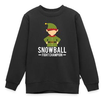 Onze Lutins de Noël bataille de boules de neige - Sweat Premium enfant bio - noir - Devant - AI Model Kid Female (0cm)