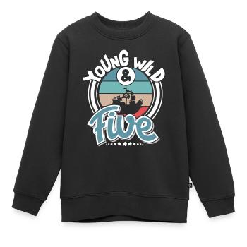 5e anniversaire pirate pirate pirate - Sweat Premium enfant bio - noir - Devant - AI Model Kid Female (0cm)