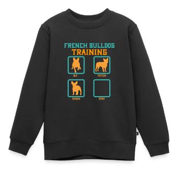 French Bulldog Training - Sweat Premium enfant bio - noir - Devant - AI Model Kid Female (0cm)