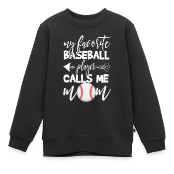 Vintage Baseball Spieler Design - Kinder Premium Organic Sweatshirt - Schwarz - Vorne - AI Model Kid Female (0cm)