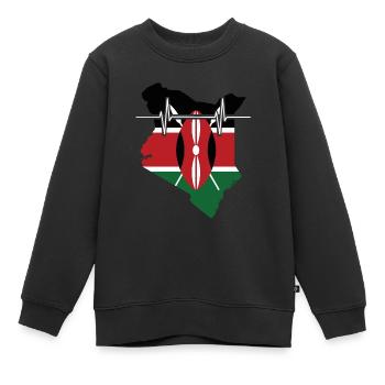 Kenia Herzschlag Flagge Vintage Kenia - Kinder Premium Organic Sweatshirt - Schwarz - Vorne - AI Model Kid Female (0cm)