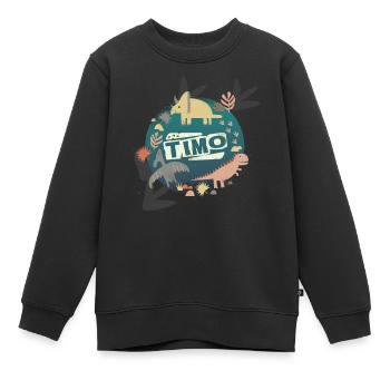 Timo - Beau nom de garçon avec des dinosaures cool - Sweat Premium enfant bio - noir - Devant - AI Model Kid Female (0cm)