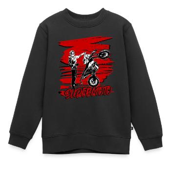 Supermoto / Supermotard / Supermoto Wheelie - Kinder Premium Organic Sweatshirt - Schwarz - Vorne - AI Model Kid Female (0cm)