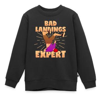 Unfall Experte Stunt Sturz Beinbruch Gefährlich - Kinder Premium Organic Sweatshirt - Schwarz - Vorne - AI Model Kid Female (0cm)