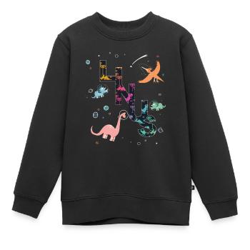 Linus - Schöner Jungen Name mit coolen Dinos - Kinder Premium Organic Sweatshirt - Schwarz - Vorne - AI Model Kid Female (0cm)