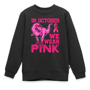 Im Oktober tragen wir Pink - Breast Cancer Awareness - Kinder Premium Organic Sweatshirt - Schwarz - Vorne - AI Model Kid Female (0cm)