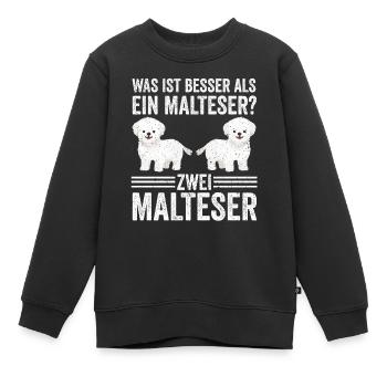 Zwei Malteser Hund Malteser - Kinder Premium Organic Sweatshirt - Schwarz - Vorne - AI Model Kid Female (0cm)