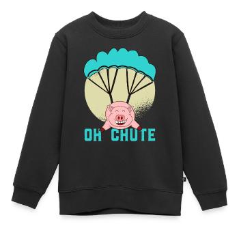 Le porcelet aime voler en parachute - Sweat Premium enfant bio - noir - Devant - AI Model Kid Female (0cm)