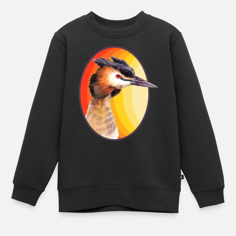 Grand grèbe huppé - Sweat Premium enfant bio - noir