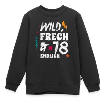 Geschenk 18 Geburtstag Erwachsen Achtzehn - Kinder Premium Organic Sweatshirt - Schwarz - Vorne - AI Model Kid Female (0cm)
