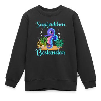 Seepferdchen bestanden Schwimmabzeichen - Kinder Premium Organic Sweatshirt - Schwarz - Vorne - AI Model Kid Female (0cm)