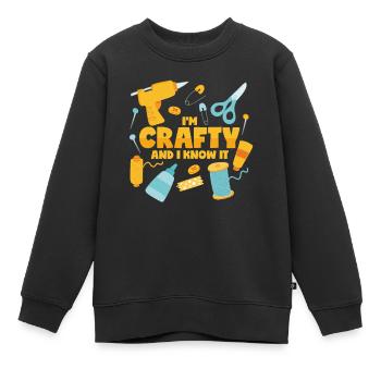 Basteln Spruch DIY Bastelnachmittag Kreativ - Kinder Premium Organic Sweatshirt - Schwarz - Vorne - AI Model Kid Female (0cm)