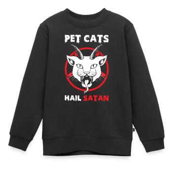 Pet Cats Hail Satan - Kids Premium Organic Sweatshirt - black - Front - AI Model Kid Female (0cm)