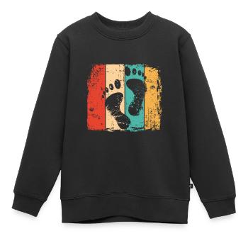 Empreinte pieds nus vintage - Sweat Premium enfant bio - noir - Devant - AI Model Kid Female (0cm)