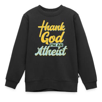 Athéisme Dieu merci Je suis athée - Sweat Premium enfant bio - noir - Devant - AI Model Kid Female (0cm)