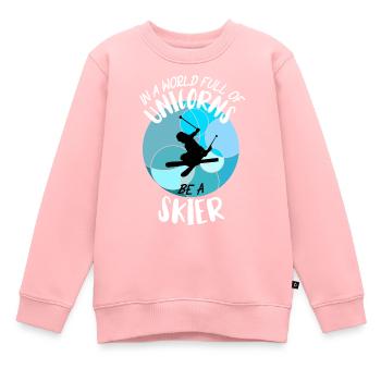 Ski ski Skieurs Vacances au ski - Sweat Premium enfant bio - rose - Devant - AI Model Kid Female (0cm)
