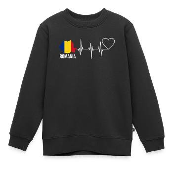 Roumanie - Sweat Premium enfant bio - noir - Devant - AI Model Kid Female (0cm)