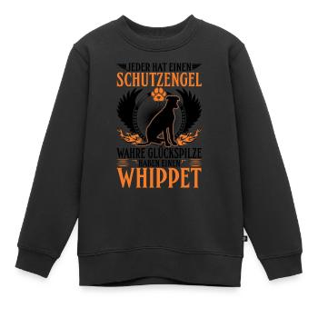 Whippet Schutzengel Windhund Sighthound - Kinder Premium Organic Sweatshirt - Schwarz - Vorne - AI Model Kid Female (0cm)