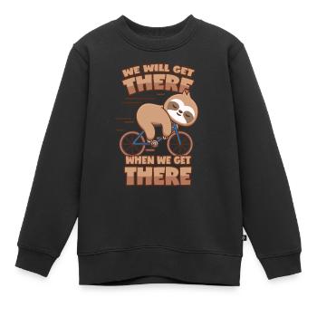 Faultier Fahrrad Spruch - Kinder Premium Organic Sweatshirt - Schwarz - Vorne - AI Model Kid Female (0cm)
