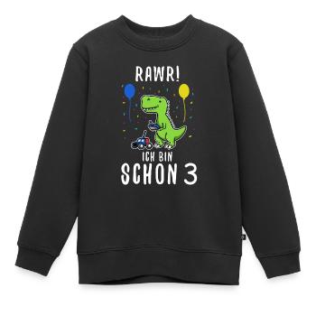 Ich bin schon 3 Dino - Kinder Premium Organic Sweatshirt - Schwarz - Vorne - AI Model Kid Female (0cm)