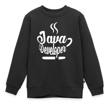 Java Developer Coffee Kaffee - Kids Premium Organic Sweatshirt - black - Front - AI Model Kid Female (0cm)