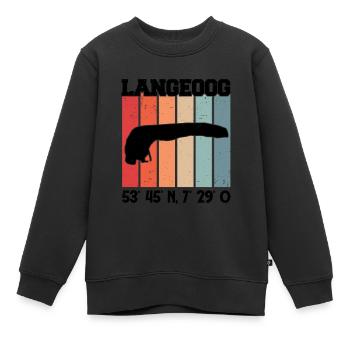 Langeoog Koordinaten Strandkorb Nordsee - Kinder Premium Organic Sweatshirt - Schwarz - Vorne - AI Model Kid Female (0cm)