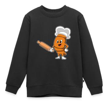 Rouleau à pâtisserie de pain - Sweat Premium enfant bio - noir - Devant - AI Model Kid Female (0cm)