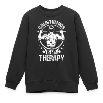 Calisthenics is my Therapy - Kids Premium Organic Sweatshirt - black - Front - AI Model Kid Female (0cm)