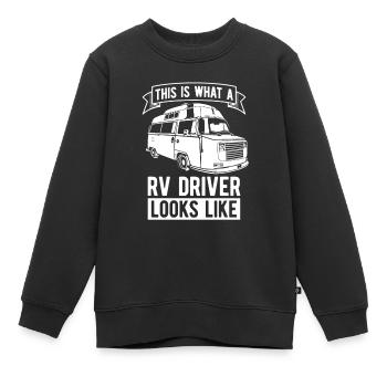Caravane Camping-car Caravane Camping-car - Sweat Premium enfant bio - noir - Devant - AI Model Kid Female (0cm)