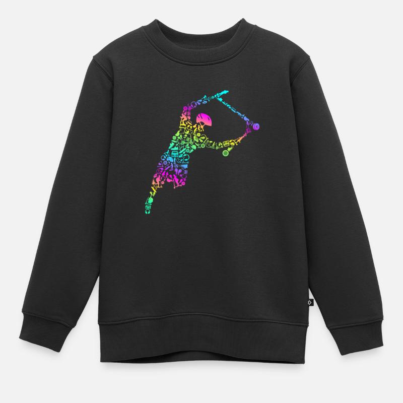 Scooter Retro Calligram Trick Scooting Scoot Lover - Sweat Premium enfant bio - noir