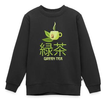 Grüner Tee - Kinder Premium Organic Sweatshirt - Schwarz - Vorne - AI Model Kid Female (0cm)