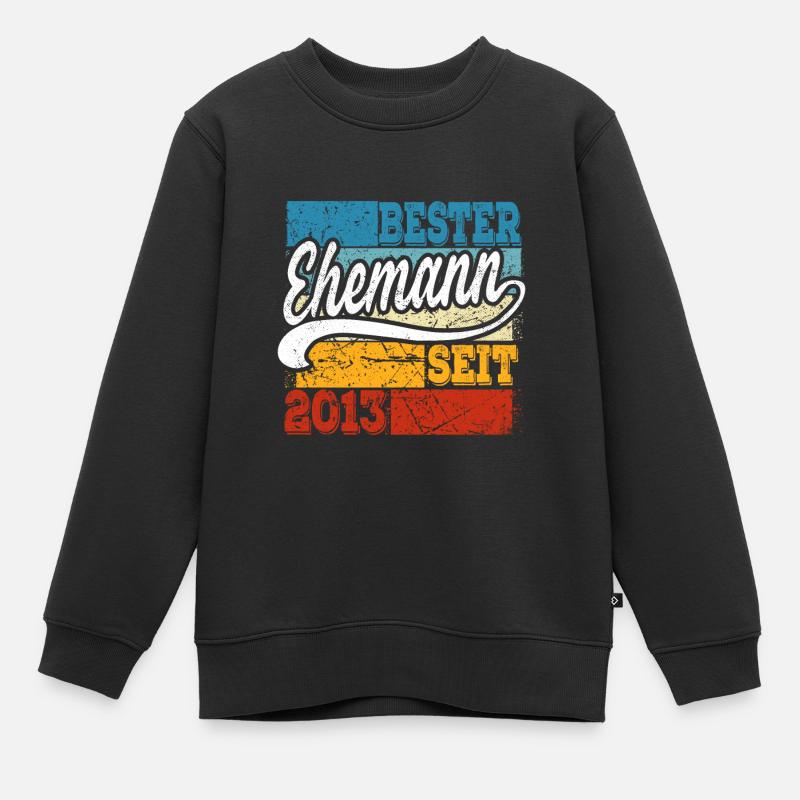 Bester Ehemann seit Jahr 2013 Hochzeitstag - Kinder Premium Organic Sweatshirt - Schwarz