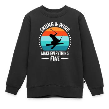 Ski ski Skieurs Vacances au ski - Sweat Premium enfant bio - noir - Devant - AI Model Kid Female (0cm)