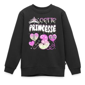 Anniv 3 Anniversaire Couronne Fille 3 Ans - Sweat Premium enfant bio - noir - Devant - AI Model Kid Female (0cm)