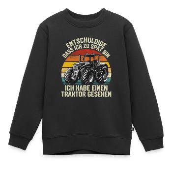 Habe einen Traktor gesehen Trecker - Kinder Premium Organic Sweatshirt - Schwarz - Vorne - AI Model Kid Female (0cm)