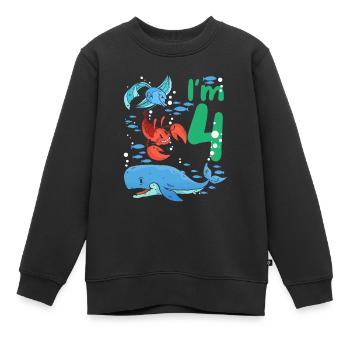 I'm 4 Kindergeburtstag Meeresbewohner Geburtstag - Kinder Premium Organic Sweatshirt - Schwarz - Vorne - AI Model Kid Female (0cm)