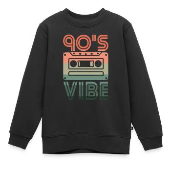 90's Vibe Neunziger Retro Kassette - Kinder Premium Organic Sweatshirt - Schwarz - Vorne - AI Model Kid Female (0cm)