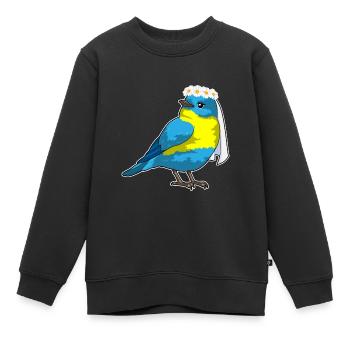 Vogel Braut Blumenkranz Hochzeit - Kinder Premium Organic Sweatshirt - Schwarz - Vorne - AI Model Kid Female (0cm)