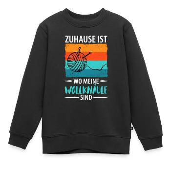 Wolle Stricken Wollknäuel - Kinder Premium Organic Sweatshirt - Schwarz - Vorne - AI Model Kid Female (0cm)