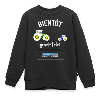 Bientôt grand frère - Sweat Premium enfant bio - noir - Devant - AI Model Kid Female (0cm)
