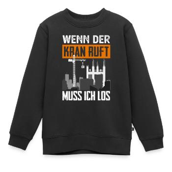Kran - Kinder Premium Organic Sweatshirt - Schwarz - Vorne - AI Model Kid Female (0cm)
