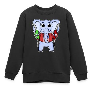 Tankwart Elefant Tankstelle - Kinder Premium Organic Sweatshirt - Schwarz - Vorne - AI Model Kid Female (0cm)
