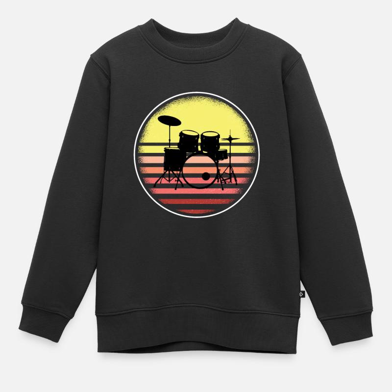 Stupid Retro Drums Vintage - Sweat Premium enfant bio - noir