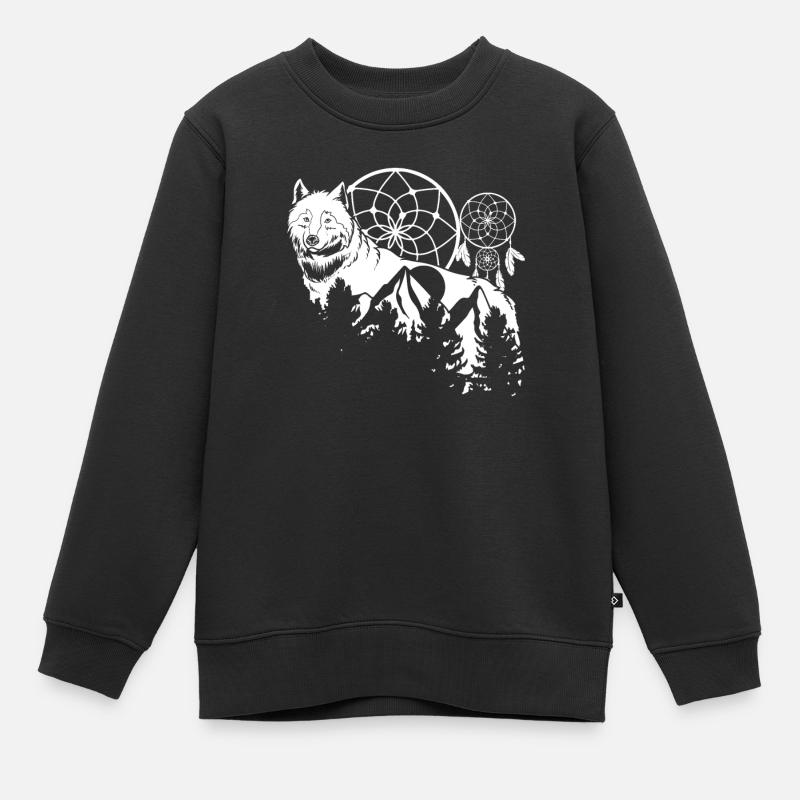 Wolf - Kinder Premium Organic Sweatshirt - Schwarz
