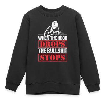 Funny Welder Wenn die Haube fällt, hört der BS auf - Kinder Premium Organic Sweatshirt - Schwarz - Vorne - AI Model Kid Female (0cm)